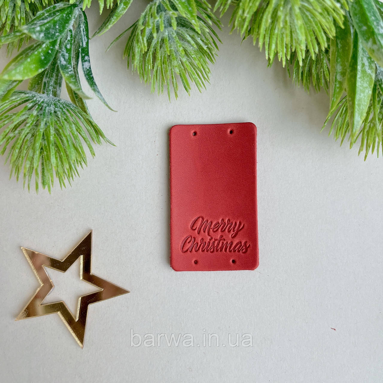 ШКІРЯНА БІРКА  6 х 3,5 см  MERRY CHRISTMAS