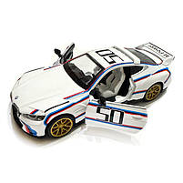 Машинка металева BMW 3.0 CSL БМВ біла 1:34 світло звук відкр двері 13*7*4см (68732А), фото 3
