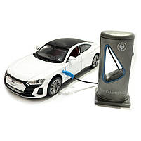 Машинка металева електро 1:36 Audi RS e-tron GT Ауді біла світло звук відкр двері 14*5,5*4см (68717), фото 2