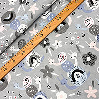 Польська бязь "равлики з квітами на сірому 160 см, фото 3