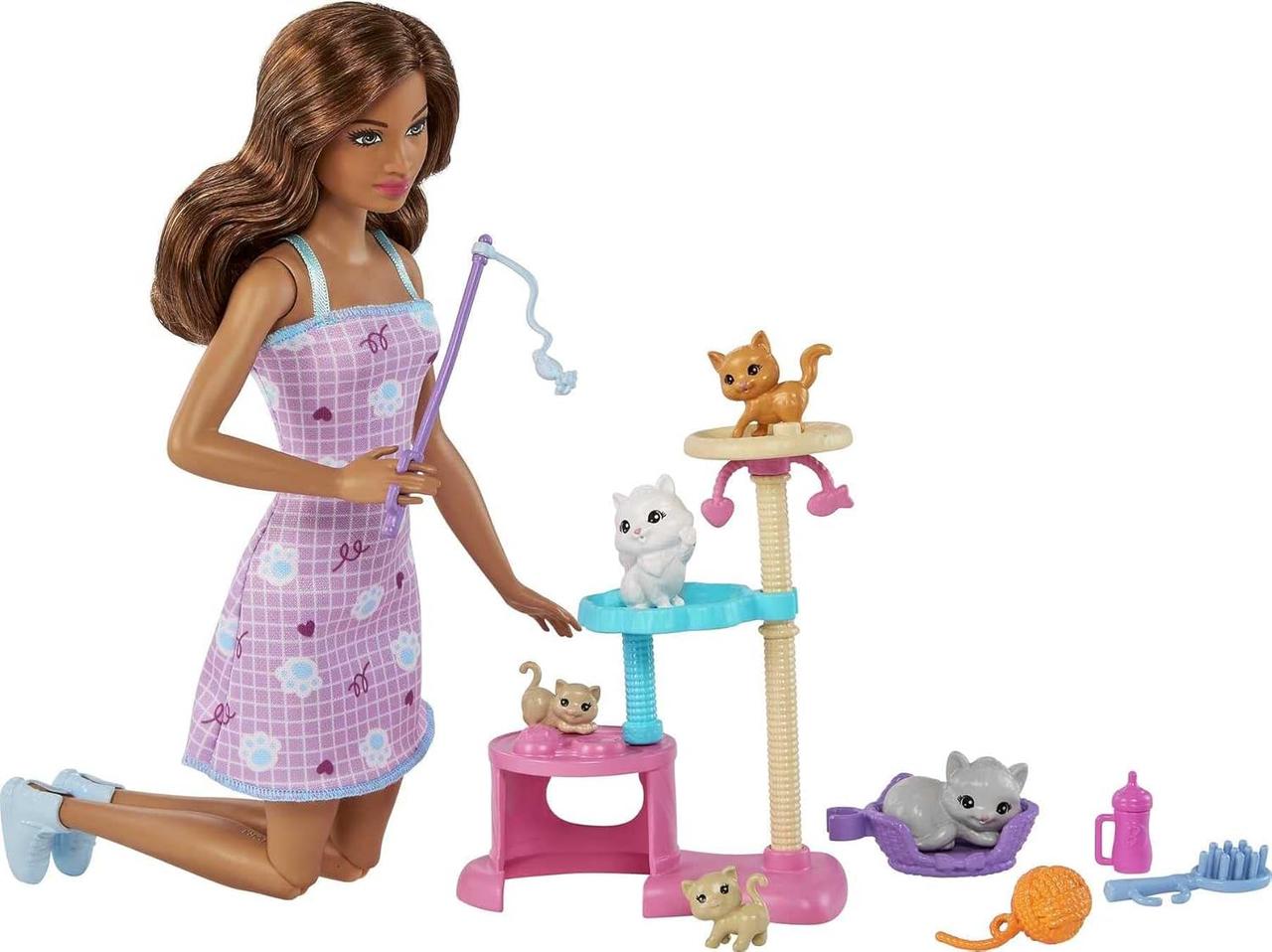 Лялька Барбі з кошенятами Barbie Kitty Condo Doll and Pets Playset HHB70