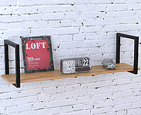 Полиця Loft Design PL-1-16 Дуб Крафт Золотий довжина полиці 112 см Чорний метал