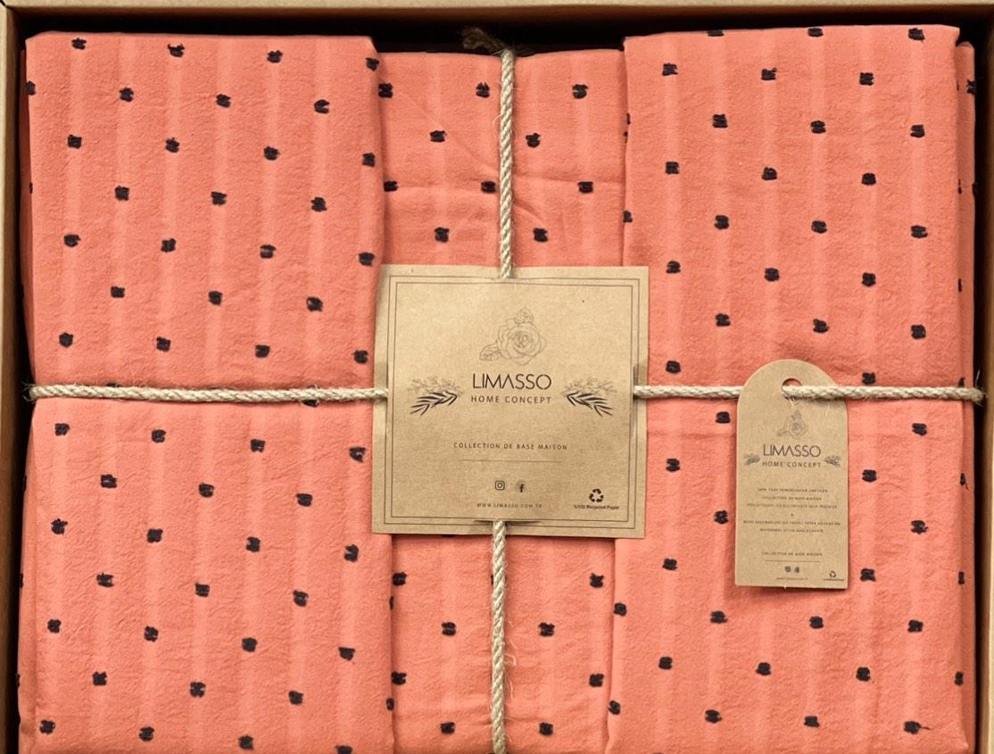 Постільна білизна євро варена бавовна Limasso персикова, фото 1