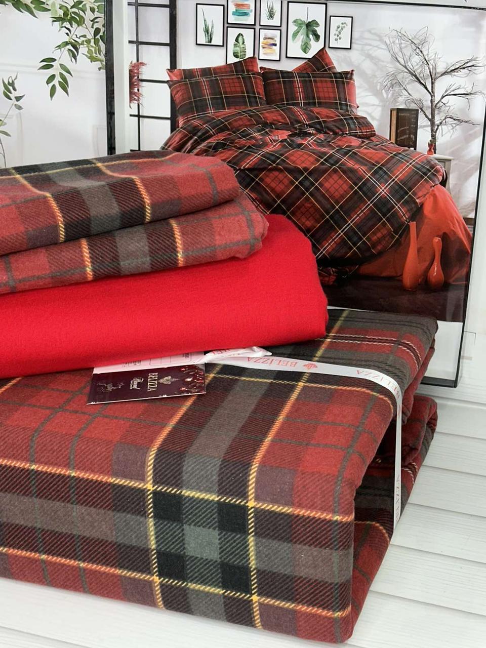 Постільна білизна фланелева байкова євро розмір Belizza Home Red Rose, фото 1