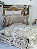 Плед в"язаний євро розмір 220 на 240 см Romeo Home Zeynep бежевий, фото 2