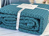 Плед в"язаний євро розмір 220 на 240 см Romeo Home Zeynep синій, фото 5