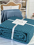 Плед в"язаний євро розмір 220 на 240 см Romeo Home Zeynep синій, фото 8
