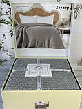 Плед в"язаний євро розмір 220 на 240 см Romeo Home Zeynep сірий, фото 5