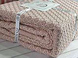 Плед в"язаний євро розмір 220 на 240 см Romeo Home Zeynep пудровий, фото 4