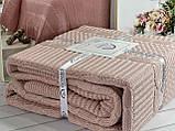 Плед в"язаний євро розмір 220 на 240 см Romeo Home Erguvan пудровий, фото 4