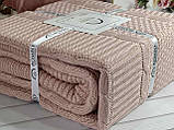 Плед в"язаний євро розмір 220 на 240 см Romeo Home Erguvan пудровий, фото 5