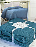 Плед в"язаний євро розмір 220 на 240 см Romeo Home Erguvan синій, фото 2