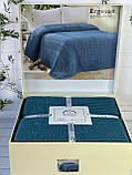 Плед в"язаний євро розмір 220 на 240 см Romeo Home Erguvan синій, фото 5