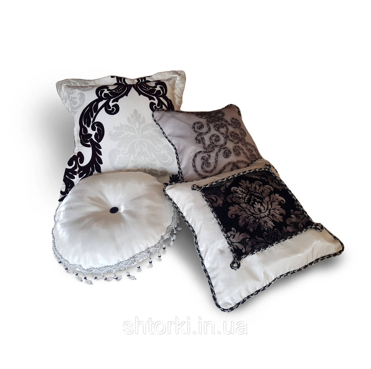 Комплект декоративних подушок Firanka Hand Made 4шт чорний і молочний (п_0616)