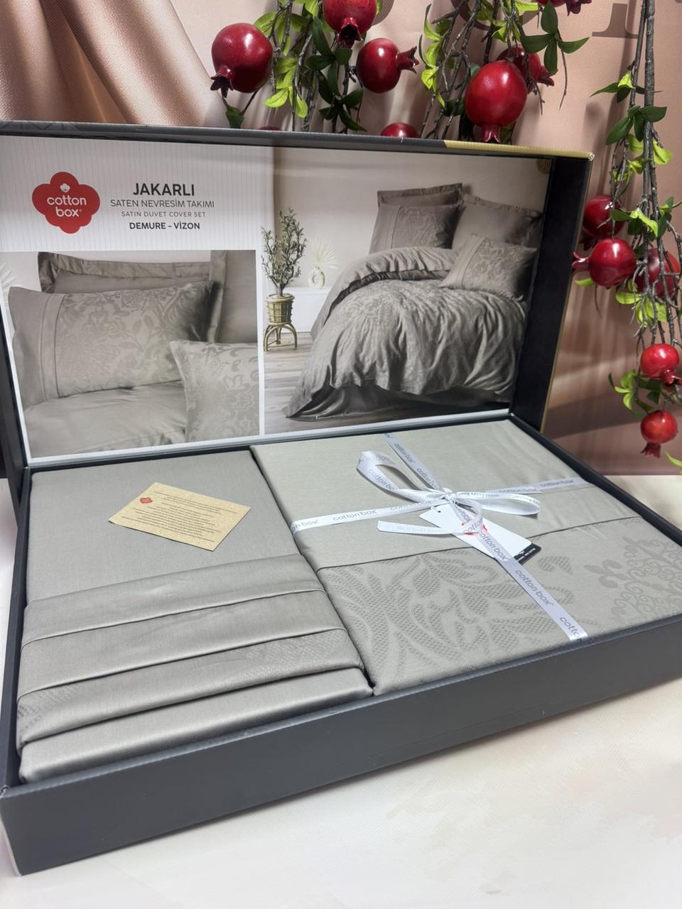 Постільна білизна сатин жакард євро розмір Cotton Box Demure Vizon, фото 1