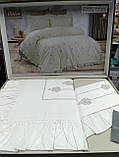 Постільна білизна з рюшем та вишивкою ранфорс євро розмір Capital Home Maria, фото 3