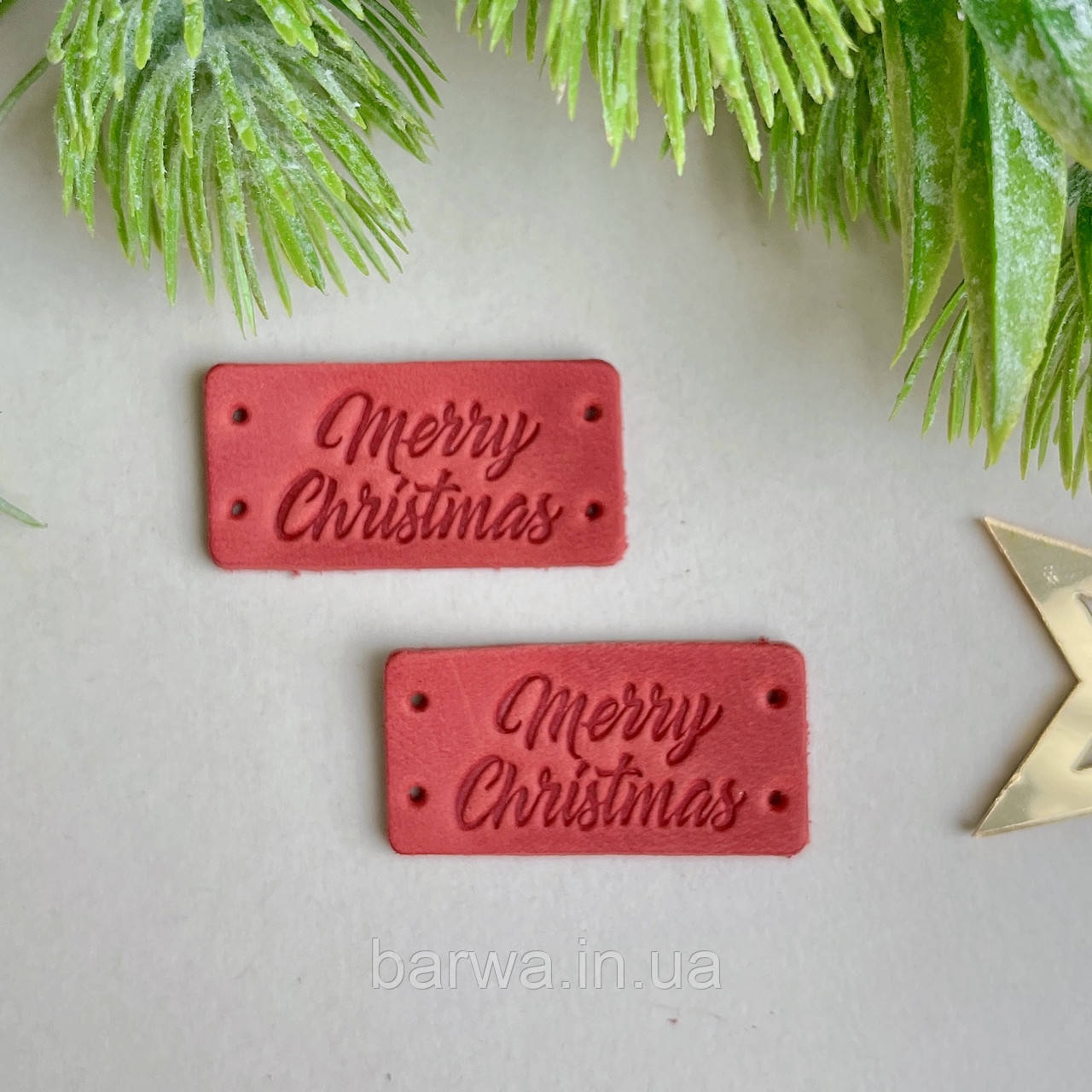 Шкіряна бірка 4х2 см MERRY CHRISTMAS