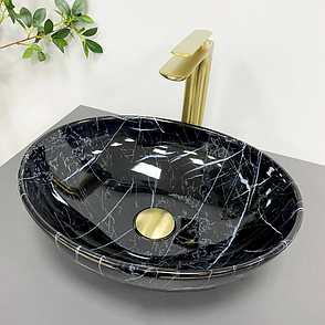 Умивальник (раковина) VBI PARMA BLACK STONE GLOSSY накладний, фото 1