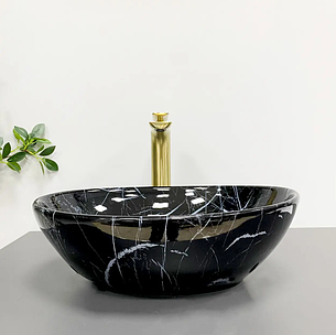 Умивальник (раковина) VBI PARMA BLACK STONE GLOSSY накладний, фото 3