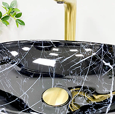 Умивальник (раковина) VBI PARMA BLACK STONE GLOSSY накладний, фото 4