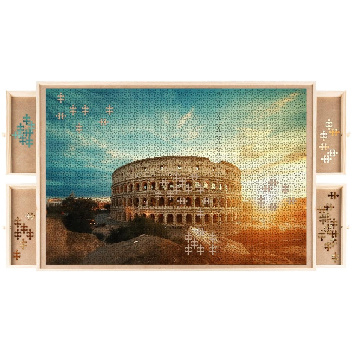 Столик-дошка з 4 ящиками для збирання пазлів Puzzle Board 60 х 40 см