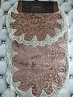 Набір овальних килимків з мереживом для ванної кімнати Estima Lux коричневий