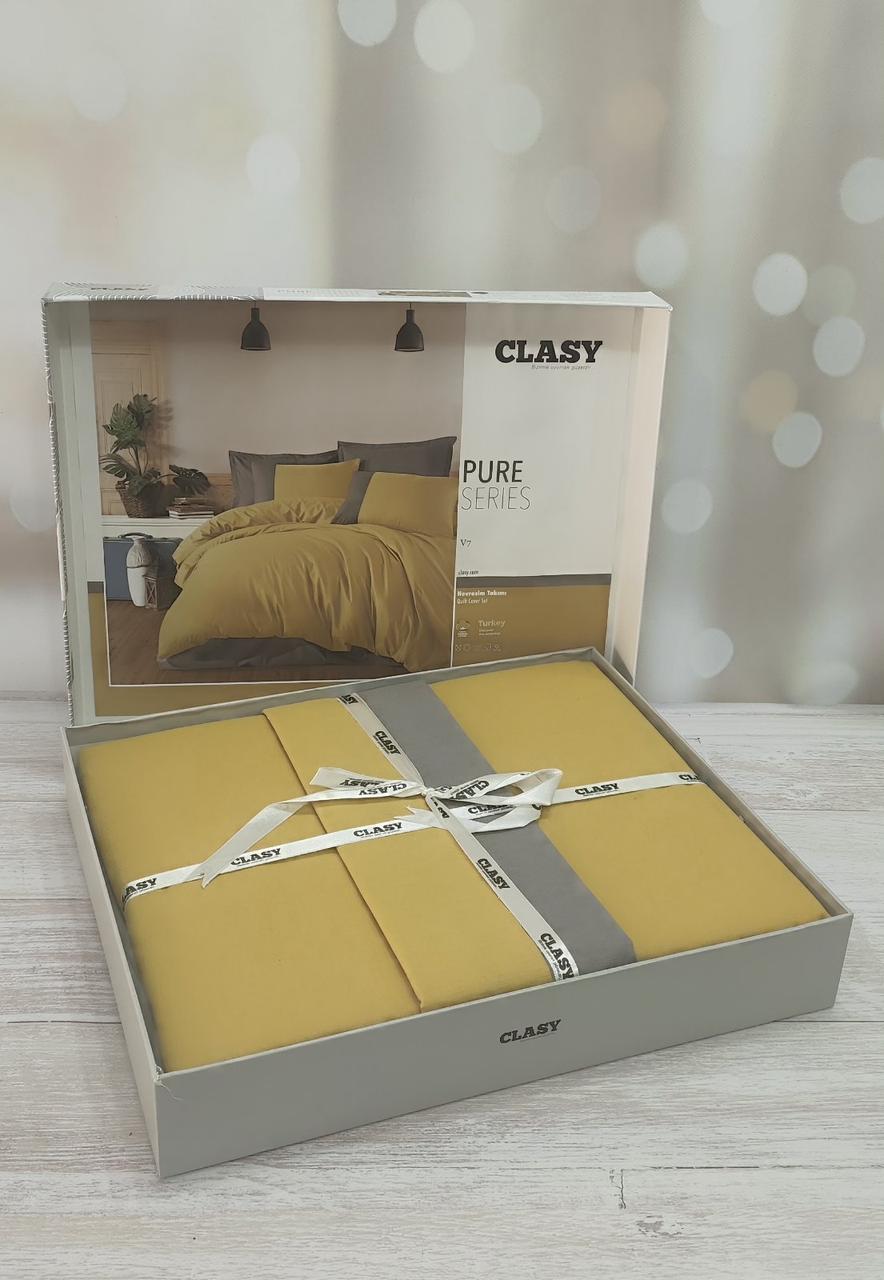 Постільна білизна з ранфорсу полуторний розмір Clasy жовта, фото 1