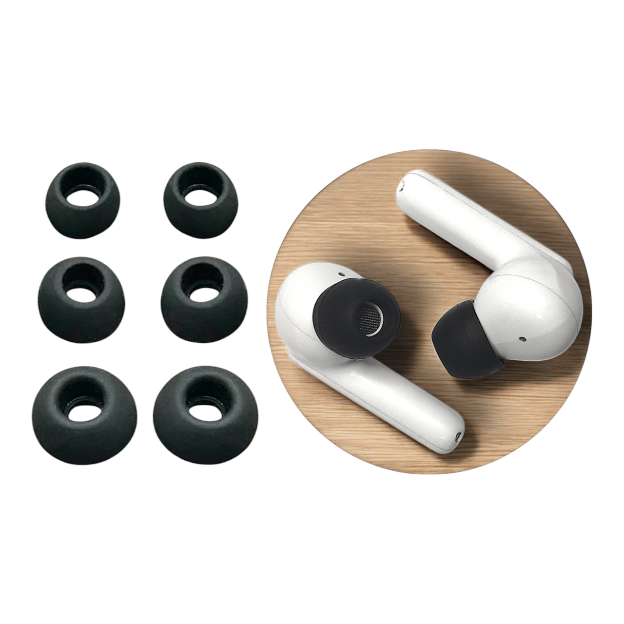 Насадки силіконові 4.5 мм амбушюри для вакуумних навушників та гарнітур 3 пари розмір S/M/L чорні, фото 1