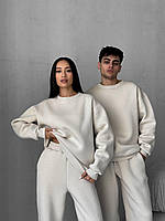 Спортивний костюм жіночий Annver теплий світшот та джогери бежевий