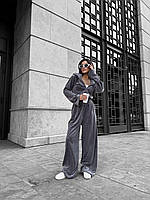 Велюровий прогулянковий спортивний жіночий костюм штани і кофта Cartell сірий