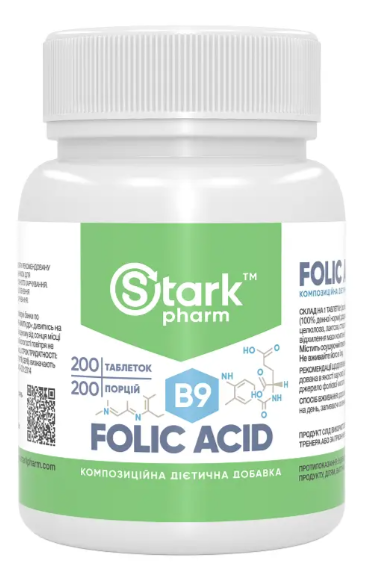 Folic Acid 400 мкг Stark Pharm 200 таблеток, фото 1