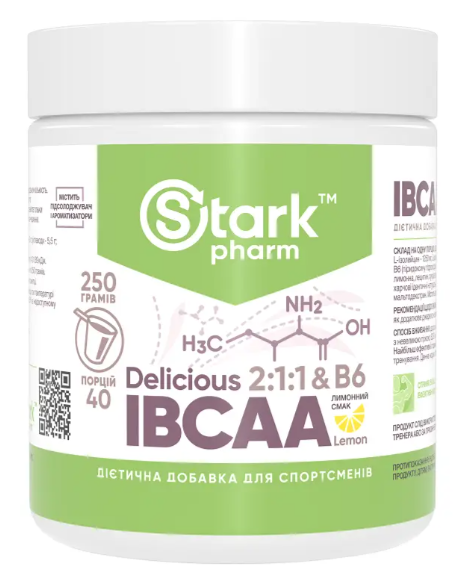 ВСАА IBCAA 2:1:1 & Vit B6 Stark Pharm 250 г Лимон, фото 1
