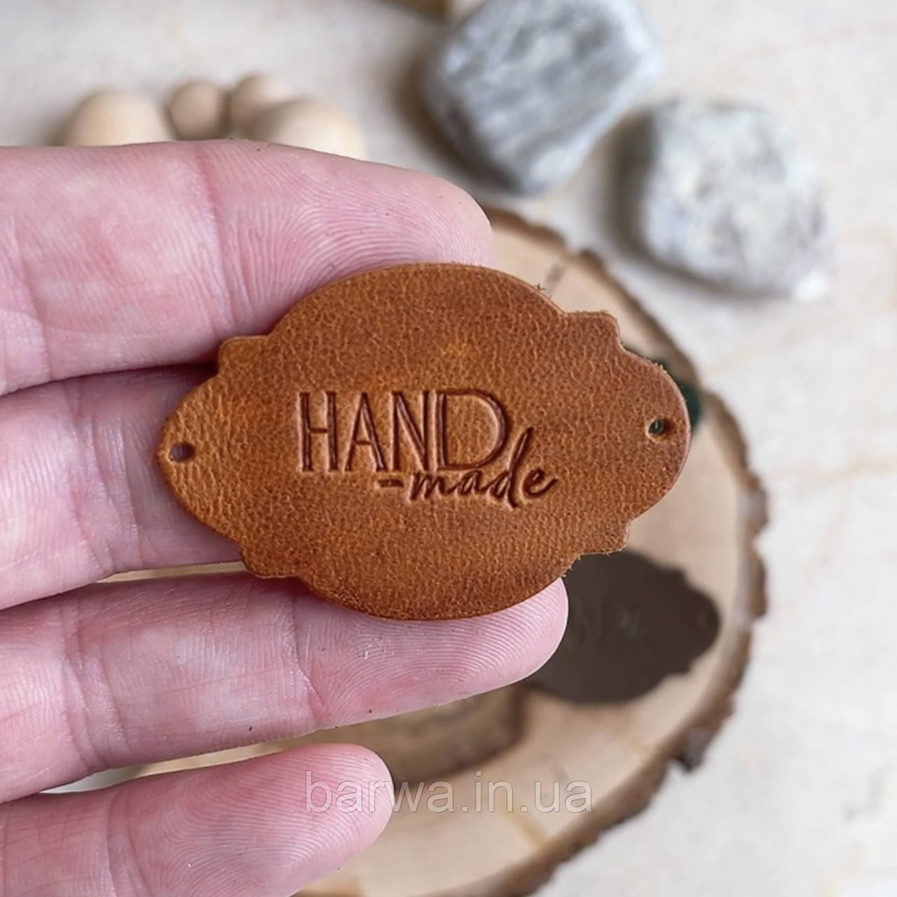 Шкіряна бірка HAND MADE  5 х 3,5 см