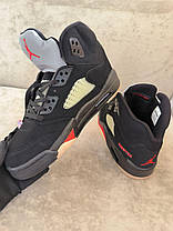 Зимові Чоловічі Кроссовки Nike Air Jordan 5 Retro Gore-Tex / Найк Аїр Джордан 5 Ретро Гор Текс Чорні з Червоним, фото 6