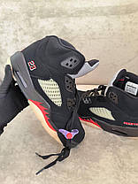 Зимові Чоловічі Кроссовки Nike Air Jordan 5 Retro Gore-Tex / Найк Аїр Джордан 5 Ретро Гор Текс Чорні з Червоним, фото 4