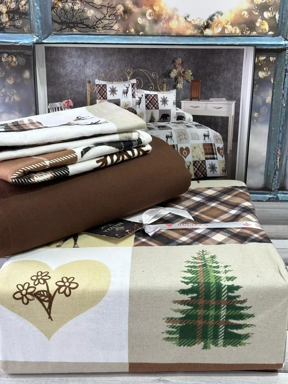 Постільна білизна фланелева байкова євро розмір Belizza Home Chrismas, фото 1