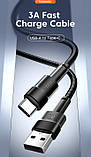 Toocki Кабель зарядки та передачі даних USB - Type-C 3A 1 метр високошвидкісний QC3 QC4 PD, фото 3