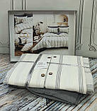 Постільна білизна ранфорс з простирадлом на гумці євро розмір Exclusive сіра, фото 3