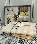 Постільна білизна ранфорс з простирадлом на гумці євро розмір Exclusive жовта, фото 3