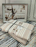 Постільна білизна ранфорс з простирадлом на гумці  євро розмір Exclusive бежева, фото 3