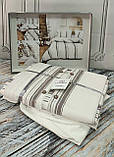 Постільна білизна ранфорс з простирадлом на гумці євро розмір Exclusive кремова, фото 2