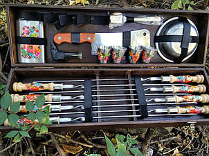 Набір шампурів для барбекю Козак з Петріківскої розпісью