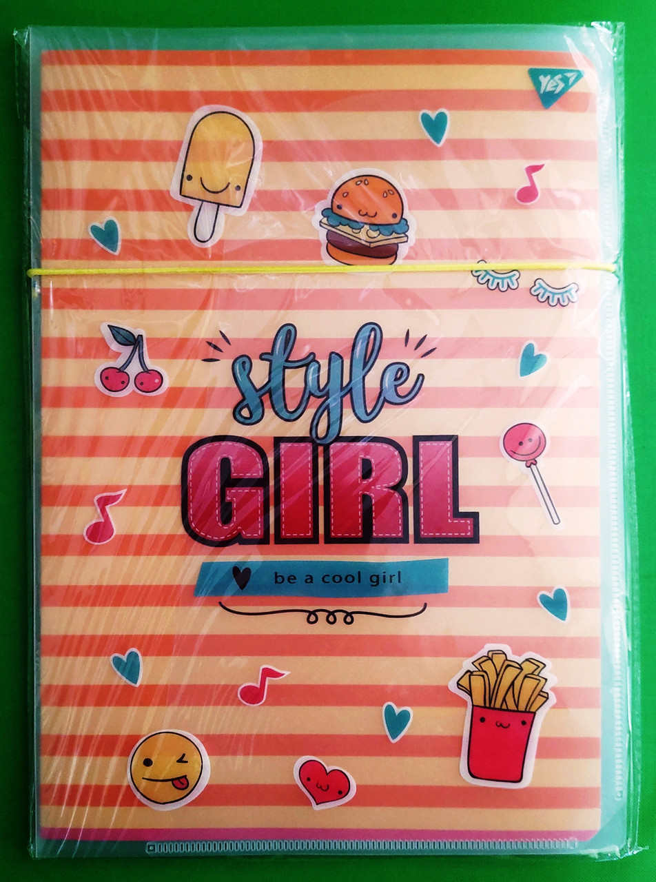 Канц Зошит А4/48 # скоба ”YES” /764428/ у пласт. папці з малюнком ”STYLE GIRL ORANGE” (1/40)