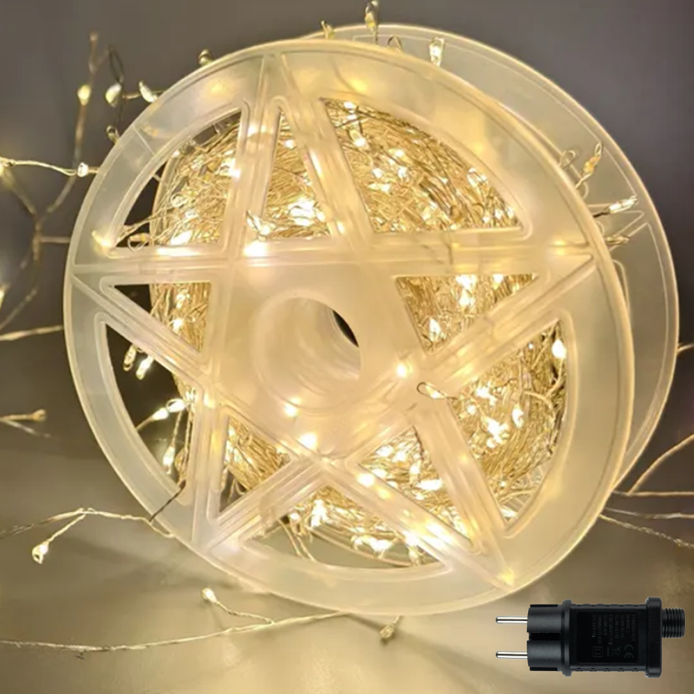 Світлодіодна гірлянда мішура "Роса", 30м, 900 LED, 220V, 8 режимів, Теплий білий