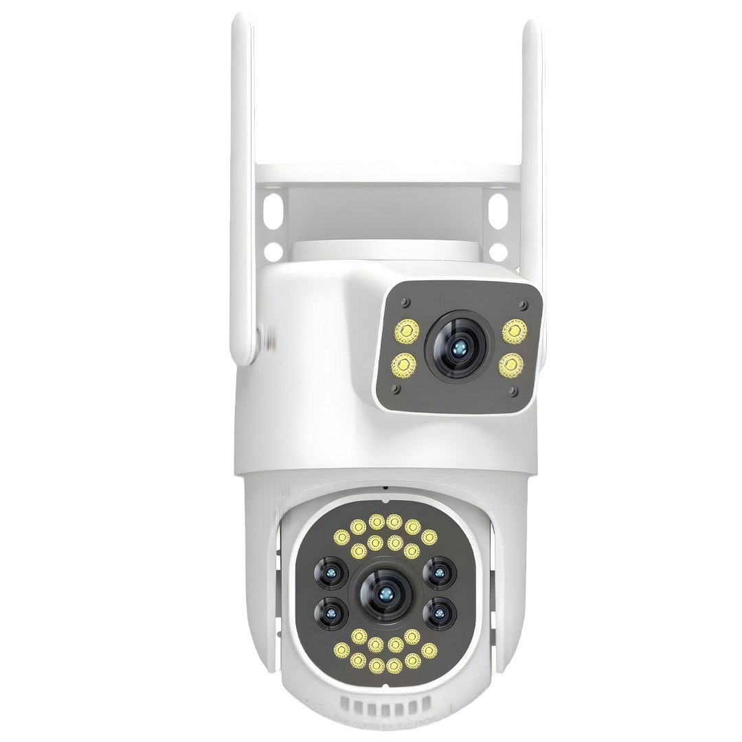 Камера відеоспостереження вулична з 2 об'єктивами 5+5Мп та нічною зйомкою WIFI Біла, фото 1