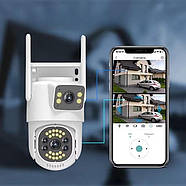 Камера відеоспостереження вулична з 2 об'єктивами 5+5Мп та нічною зйомкою WIFI Біла, фото 7