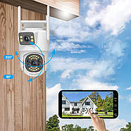 Камера відеоспостереження вулична з 2 об'єктивами 5+5Мп та нічною зйомкою WIFI Біла, фото 10