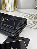 Гаманець Prada великий подвійний Прада жіночий чорний, фото 2