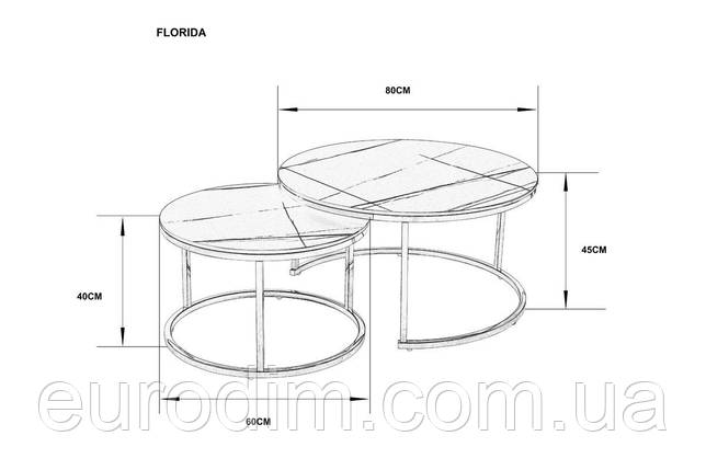 Журнальний столик FLORIDA C сіре скло/чорний (к-кт), фото 3