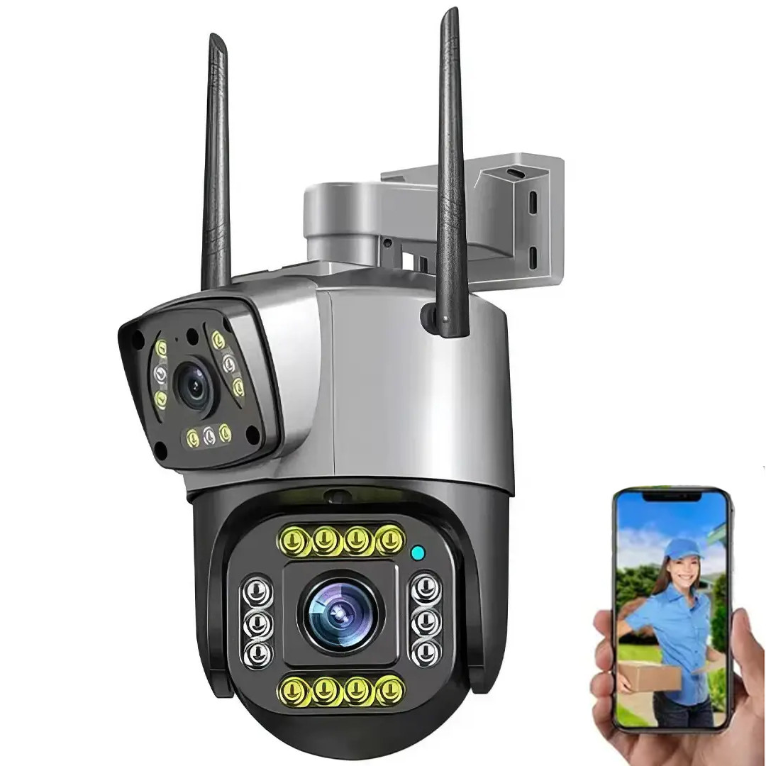 Вулична WiFi камера з двома об'єктивами та віддаленим доступом V360 Pro Портативна IP камера 4Мп, фото 1